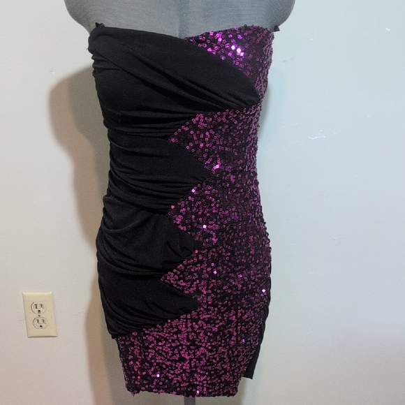 Deb Dresses & Skirts - Deb Black and Pink Strapless Sequin Cocktail Dress